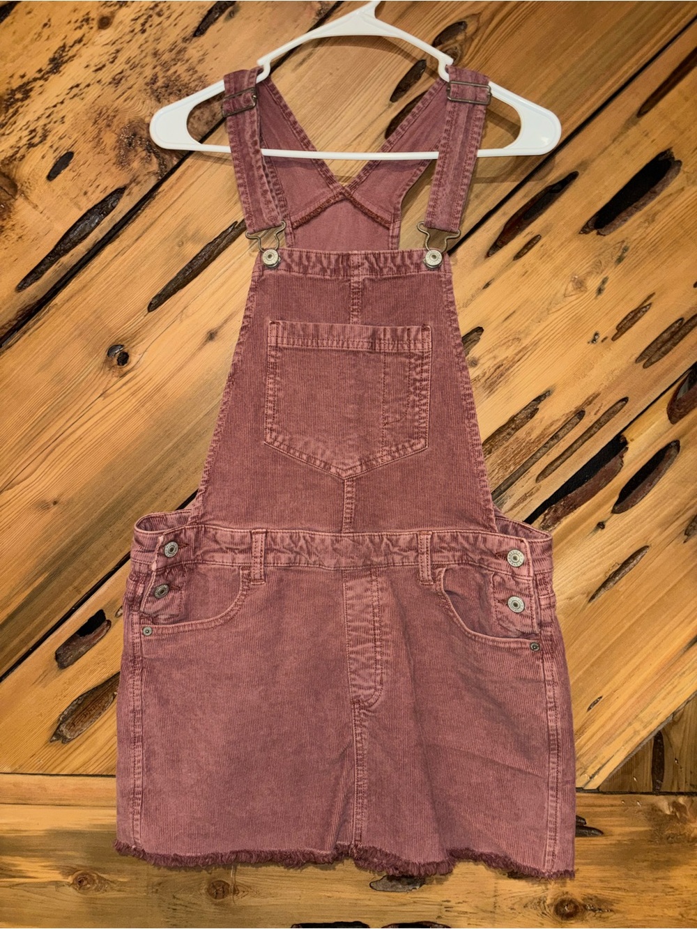 American Eagle Outfitters Dusty Rose Corduroy Overall Dress